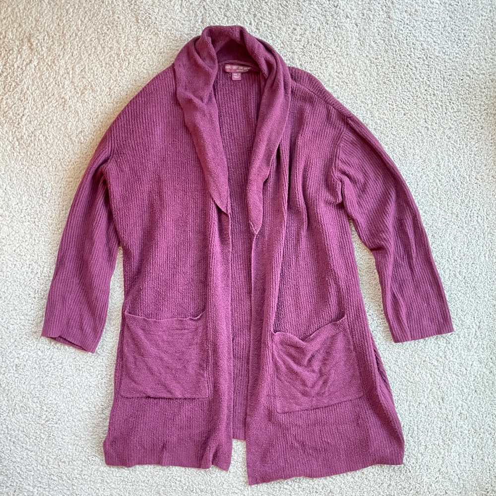Barefoot Dreams Cozychic Maroon Purple Lite Ribbed Robe Cardigan Size 2 (XS-S)